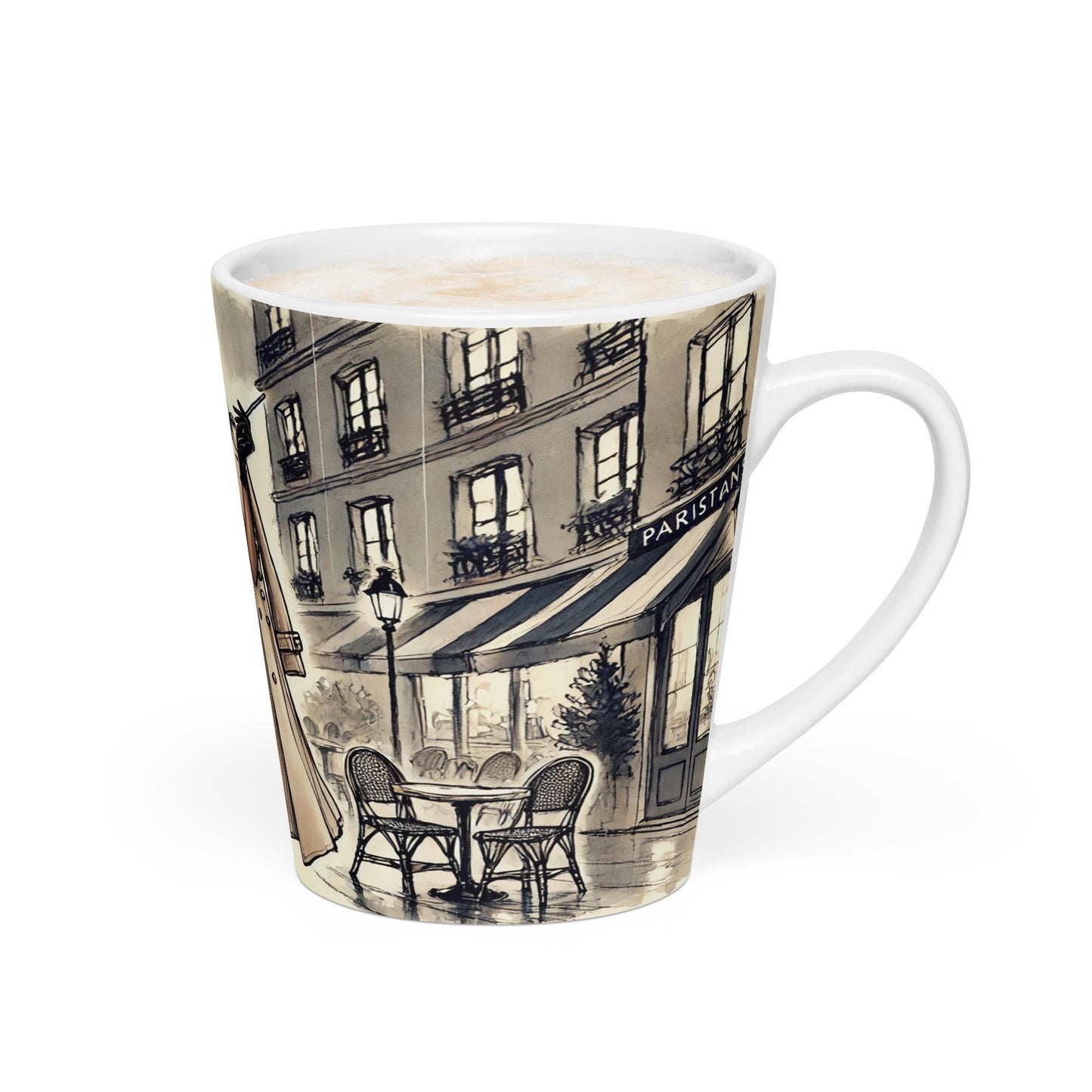 Chic Parisian Latte Mug,  Luxurious Designed Mug for Latte Lovers, Gift for Coffee Lovers , Vintage Latte Mug, Latte Mug