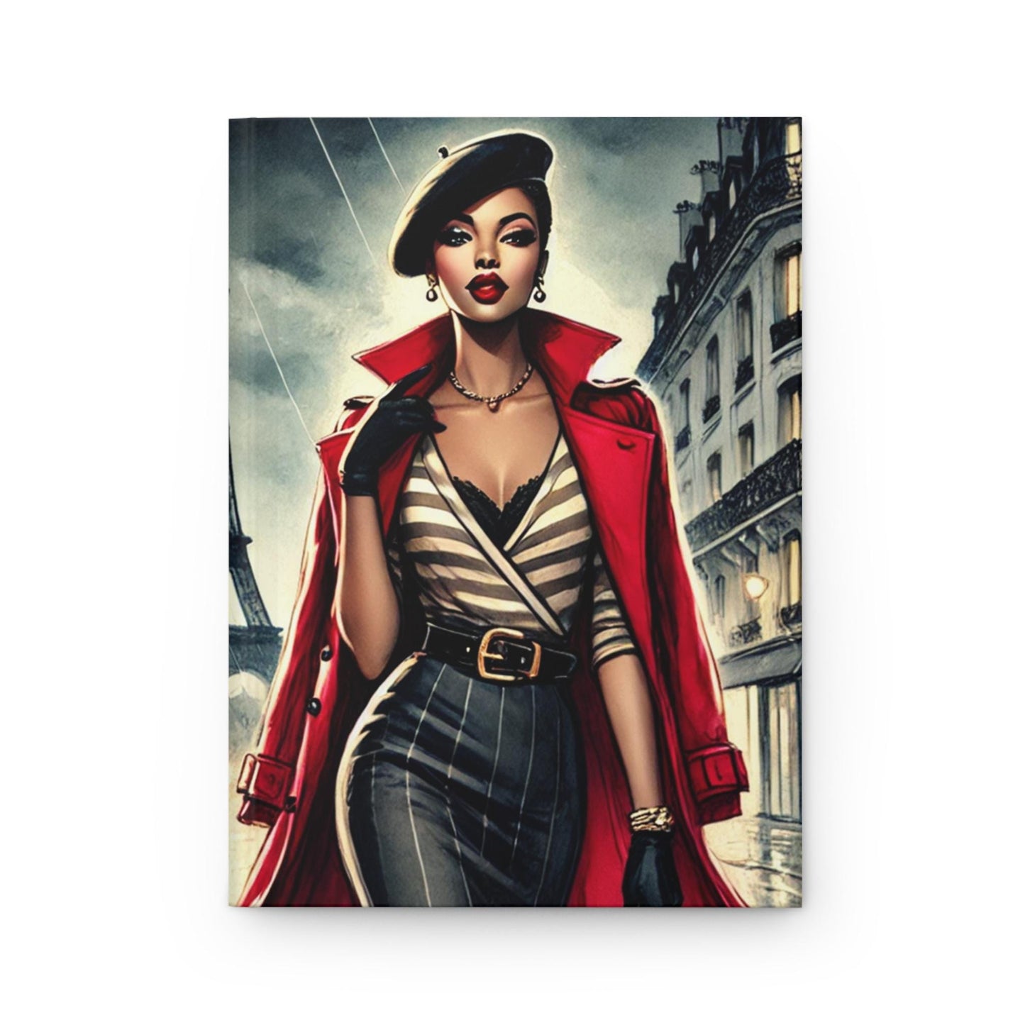 Chic Parisian Night Hardcover Journal, Stylish Writing Notebook for Fashion Lovers, Gift for Writers, Vintage Art Journal, Travel Diary