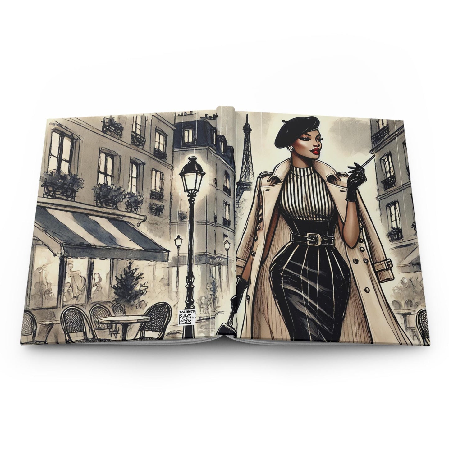 Chic Parisian Hardcover Journal, Stylish Writing Notebook for Fashion Lovers, Gift for Writers, Vintage Art Journal, Travel Diary