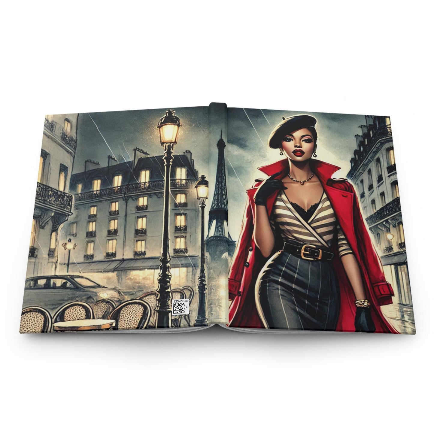 Chic Parisian Night Hardcover Journal, Stylish Writing Notebook for Fashion Lovers, Gift for Writers, Vintage Art Journal, Travel Diary