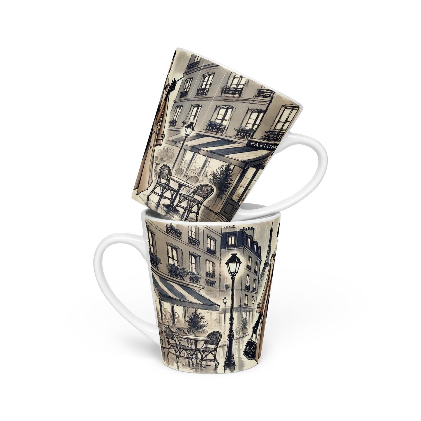 Chic Parisian Latte Mug,  Luxurious Designed Mug for Latte Lovers, Gift for Coffee Lovers , Vintage Latte Mug, Latte Mug