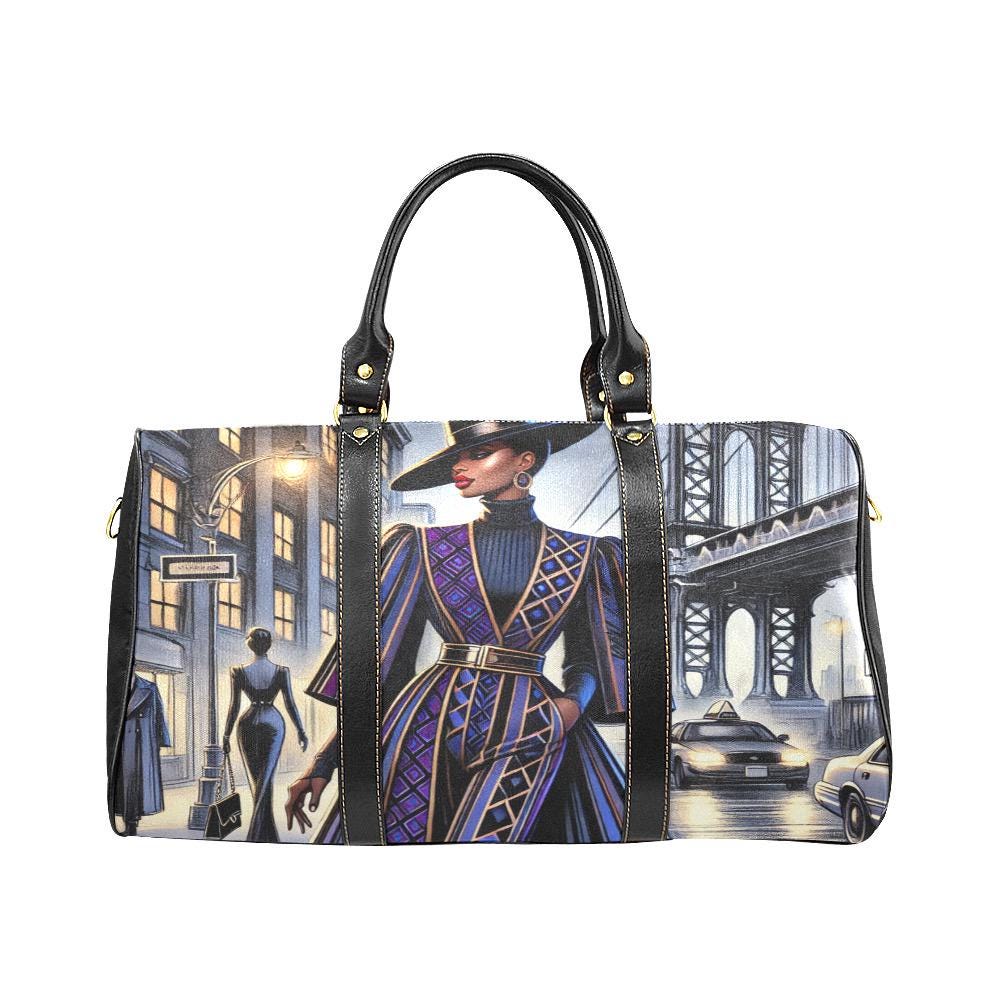 Personalized Fashion Lover Black Woman for Fashion Week Duffle Bag | African American Weekender Travel Bag Gift | Black Women Overnight Bag