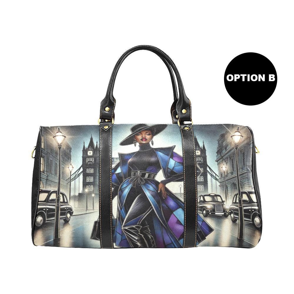 Personalized Fashion Lover Black Woman for Fashion Week Duffle Bag | African American Weekender Travel Bag Gift | Black Women Overnight Bag