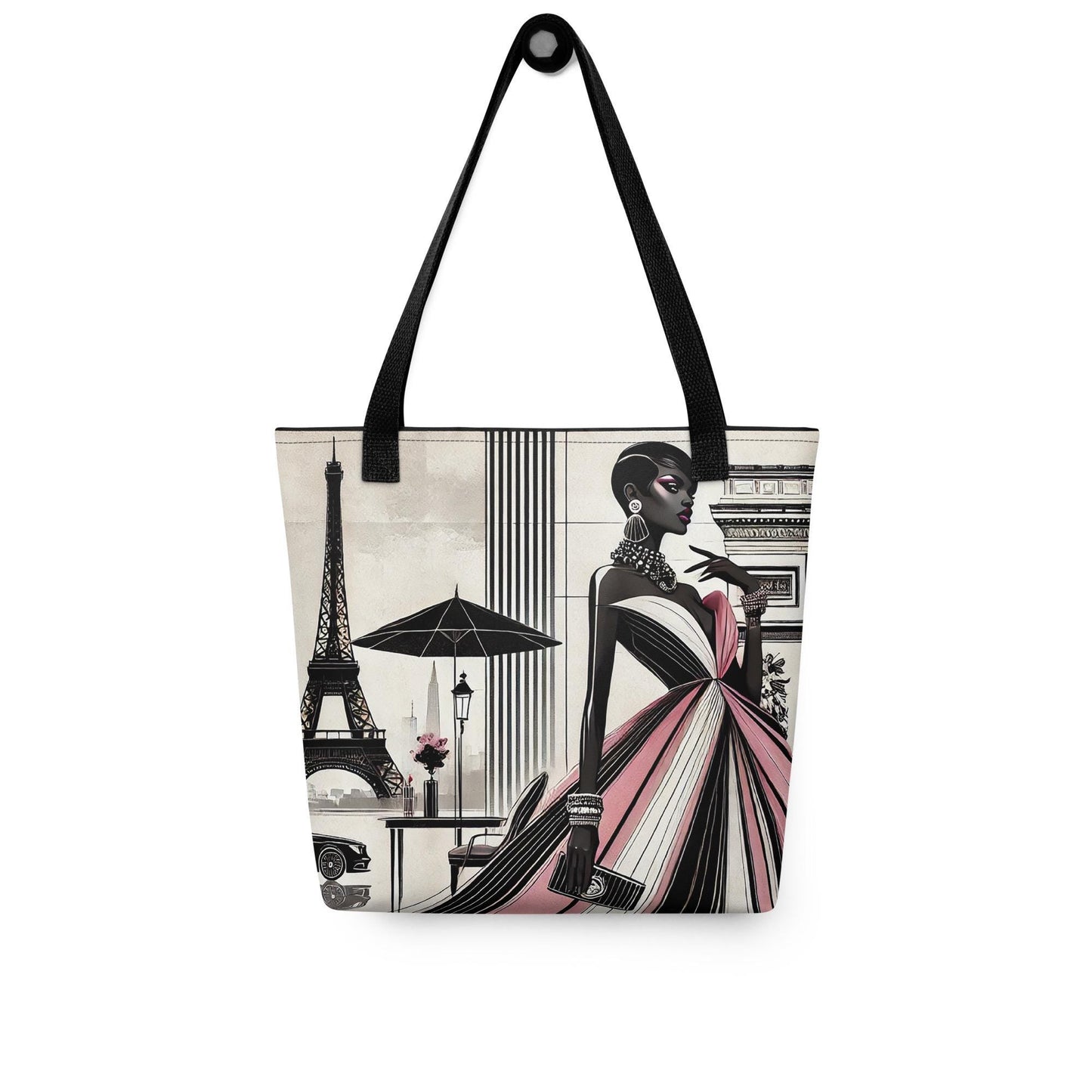 Chic Parisian Style Tote Bag for the Trendsetting Fashionista | Fashionable Black Girl Tote: A Unique Stylish Gift for the Style Savvy