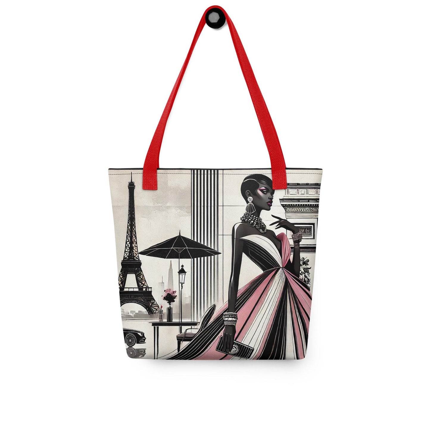 Chic Parisian Style Tote Bag for the Trendsetting Fashionista | Fashionable Black Girl Tote: A Unique Stylish Gift for the Style Savvy