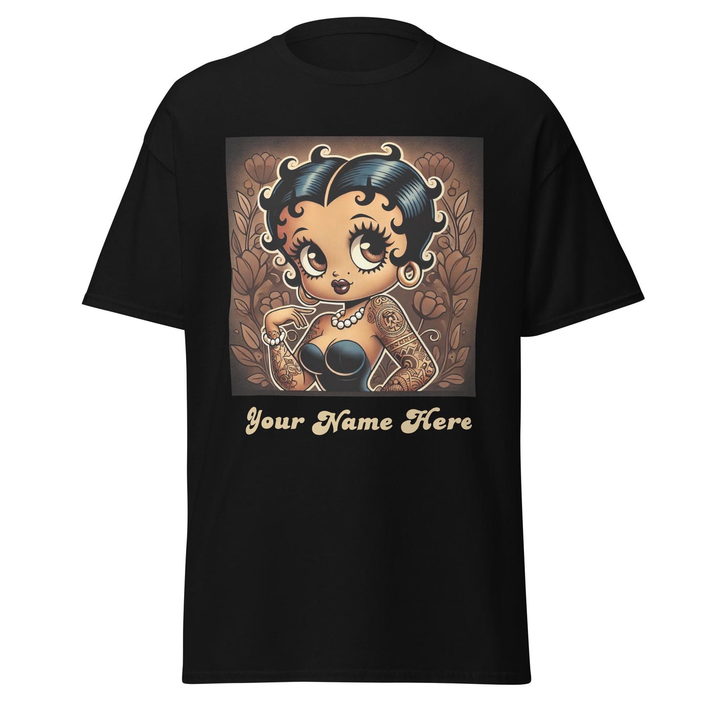 Vintage Earth Tone Black Betty Boop Character Design on Unisex T-shirt | Trending Black Betty Boop Personalized Gift for Her