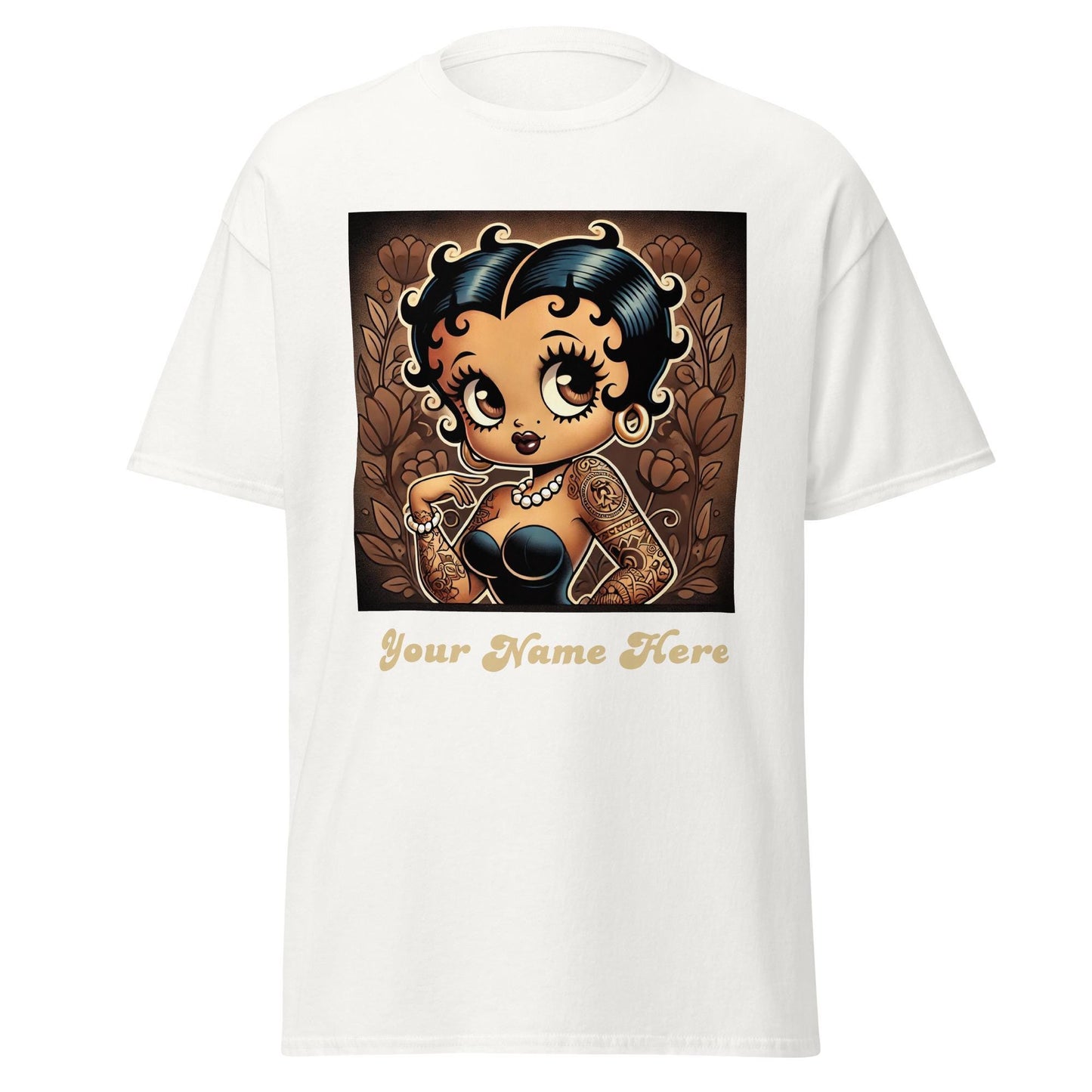 Vintage Earth Tone Black Betty Boop Character Design on Unisex T-shirt | Trending Black Betty Boop Personalized Gift for Her