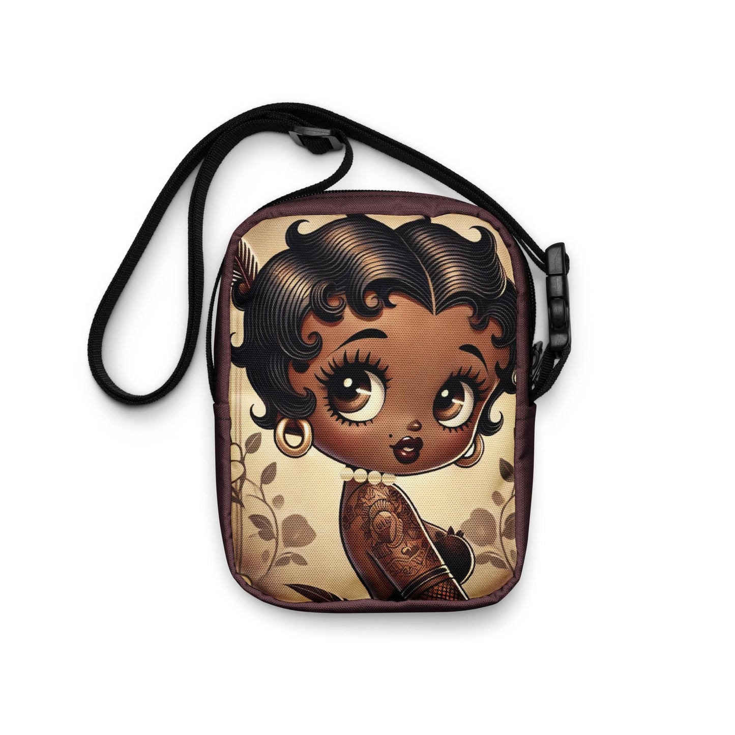 Melanin Queen Boop Vintage Earth Tone Utility crossbody bag | Black Boop Character Bag Gift for her | Personalized Black Boop Gifts for Her