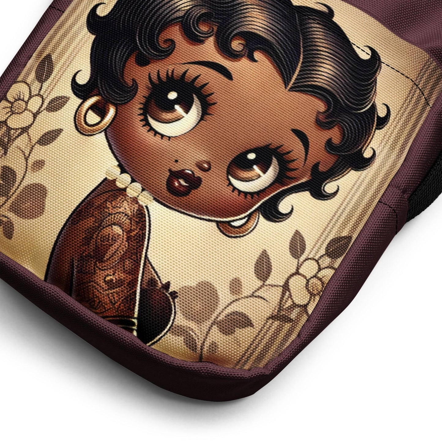 Melanin Queen Boop Vintage Earth Tone Utility crossbody bag | Black Boop Character Bag Gift for her | Personalized Black Boop Gifts for Her