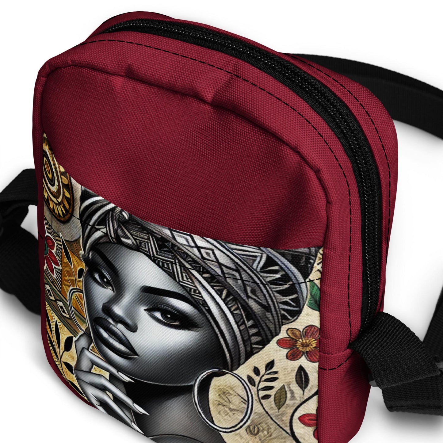 Natural Beauty Utility Crossbody Bag | Beautiful Black Woman Design on Stylish Bag | Personalized Unique Gift for Her | Great Birthday Gift