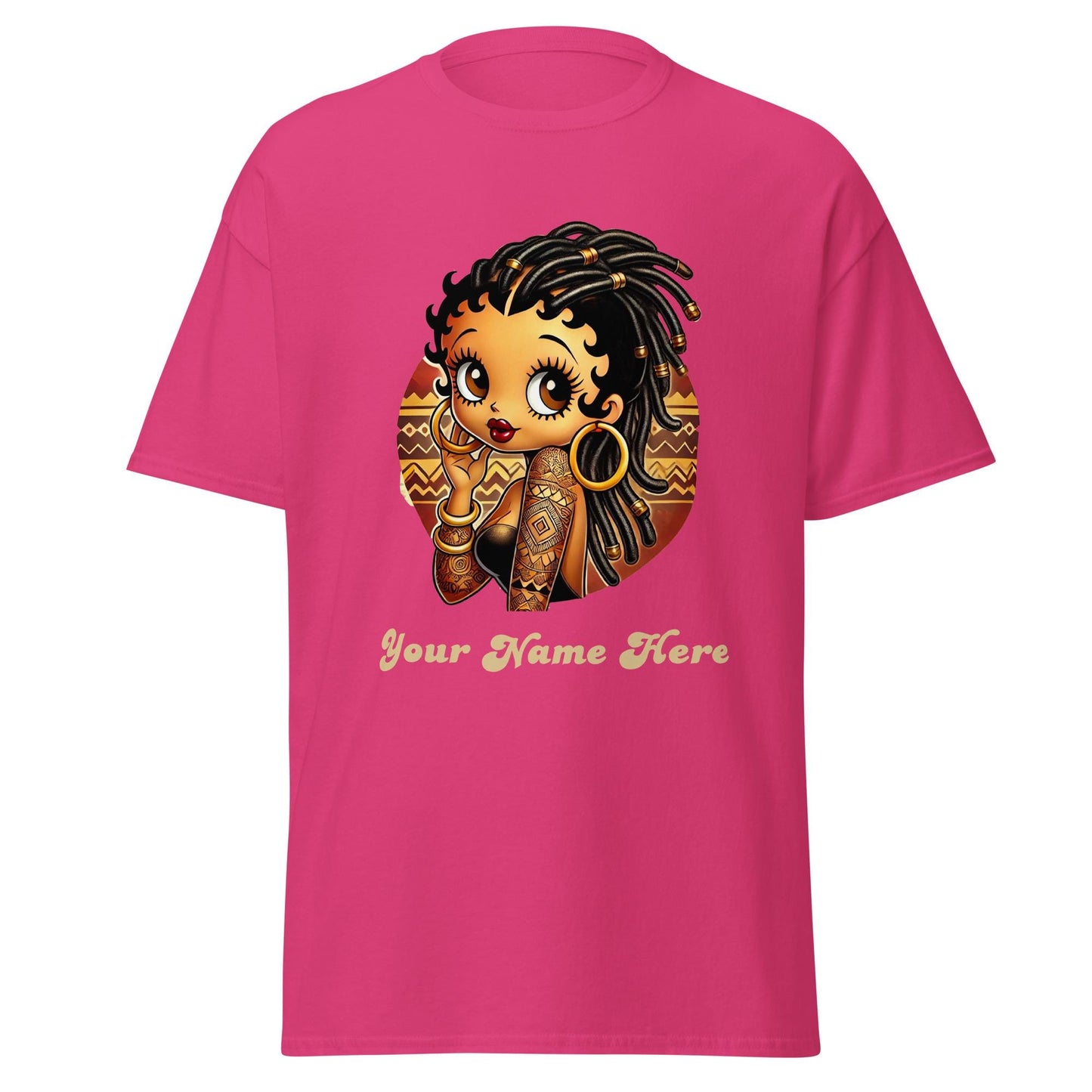 Personalized African American Black Boop Like Character with Locs T-Shirt | Black Boop Personalized Gift | Unique Trending Gift