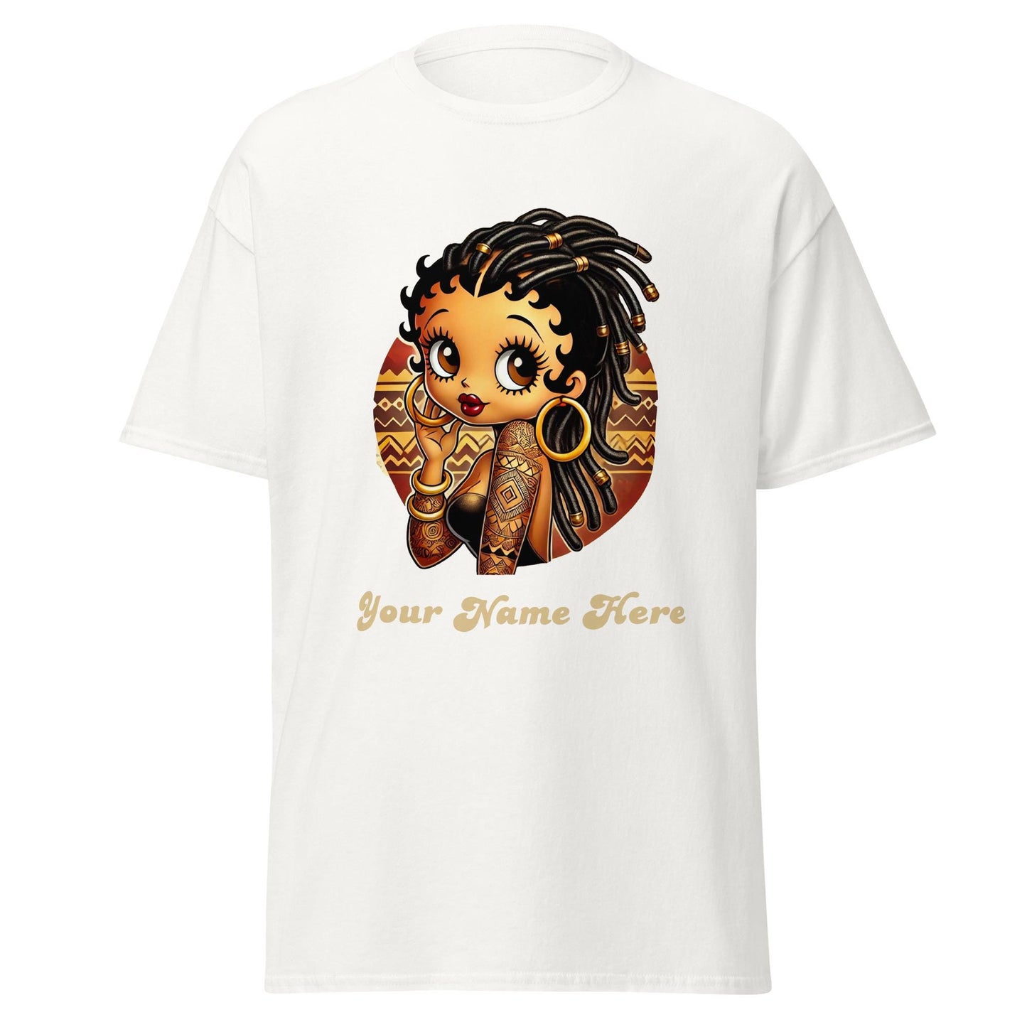 Personalized African American Black Boop Like Character with Locs T-Shirt | Black Boop Personalized Gift | Unique Trending Gift