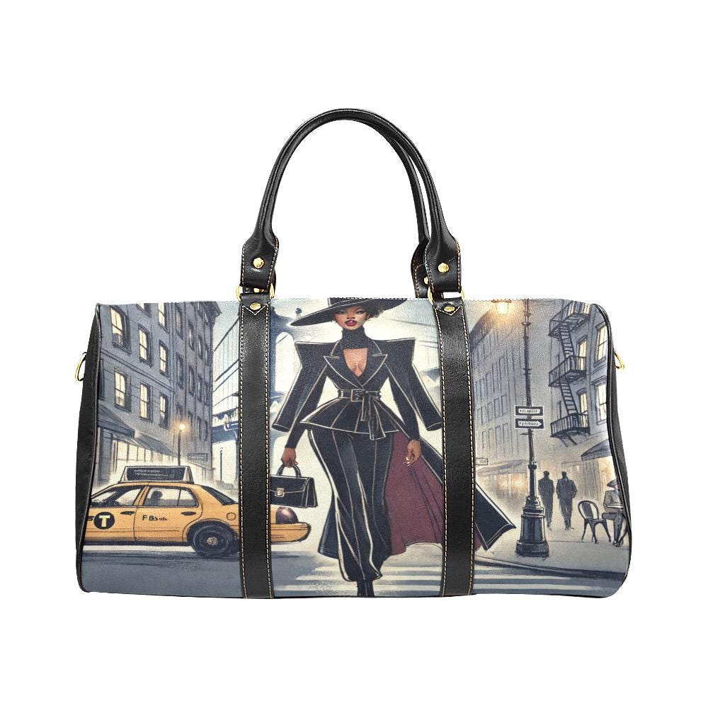 Personalized Fashion Lover Black Woman for Fashion Week Duffle Bag | African American Weekender Travel Bag Gift | Black Women Overnight Bag