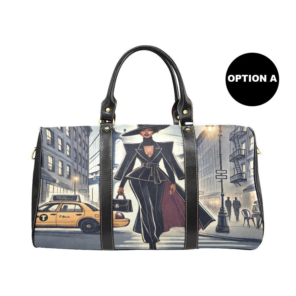 Personalized Fashion Lover Black Woman for Fashion Week Duffle Bag | African American Weekender Travel Bag Gift | Black Women Overnight Bag