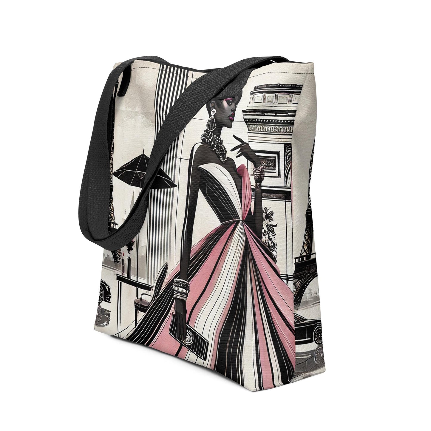 Chic Parisian Style Tote Bag for the Trendsetting Fashionista | Fashionable Black Girl Tote: A Unique Stylish Gift for the Style Savvy