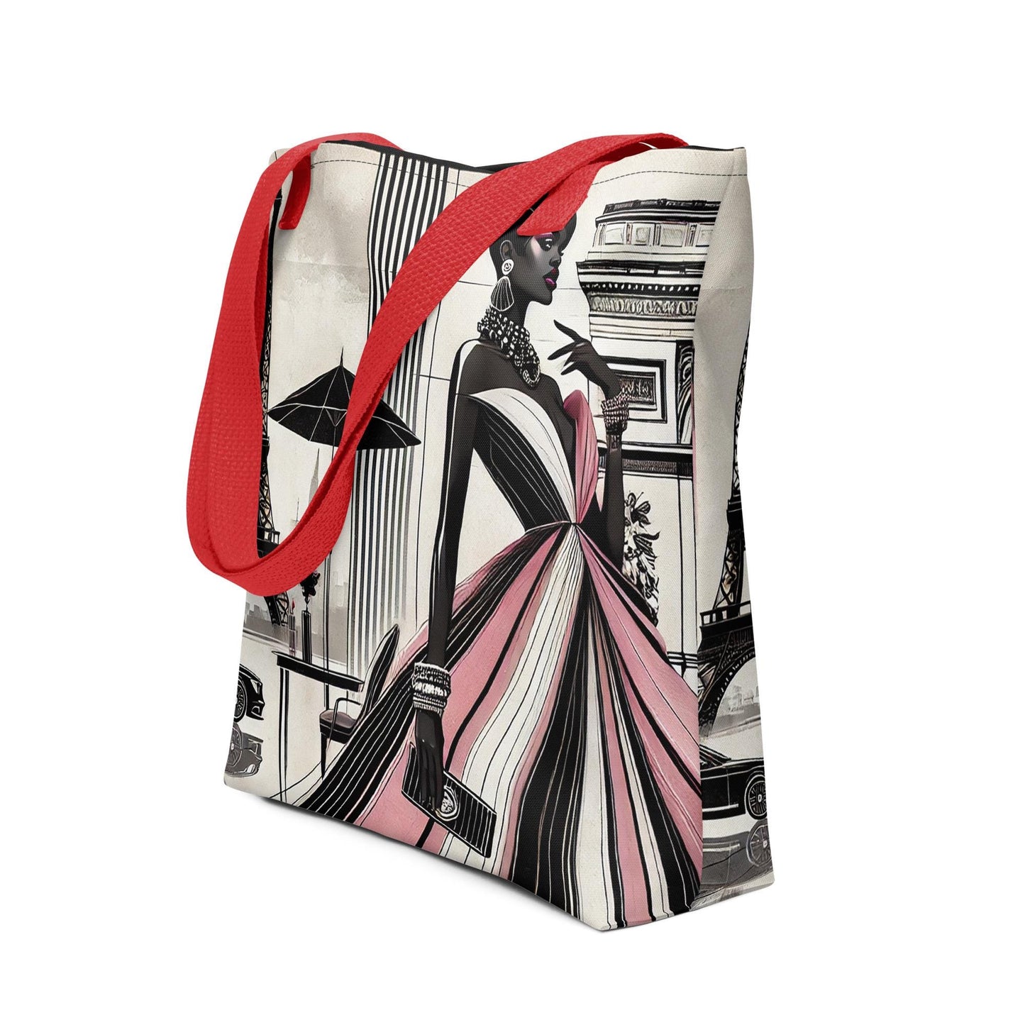Chic Parisian Style Tote Bag for the Trendsetting Fashionista | Fashionable Black Girl Tote: A Unique Stylish Gift for the Style Savvy
