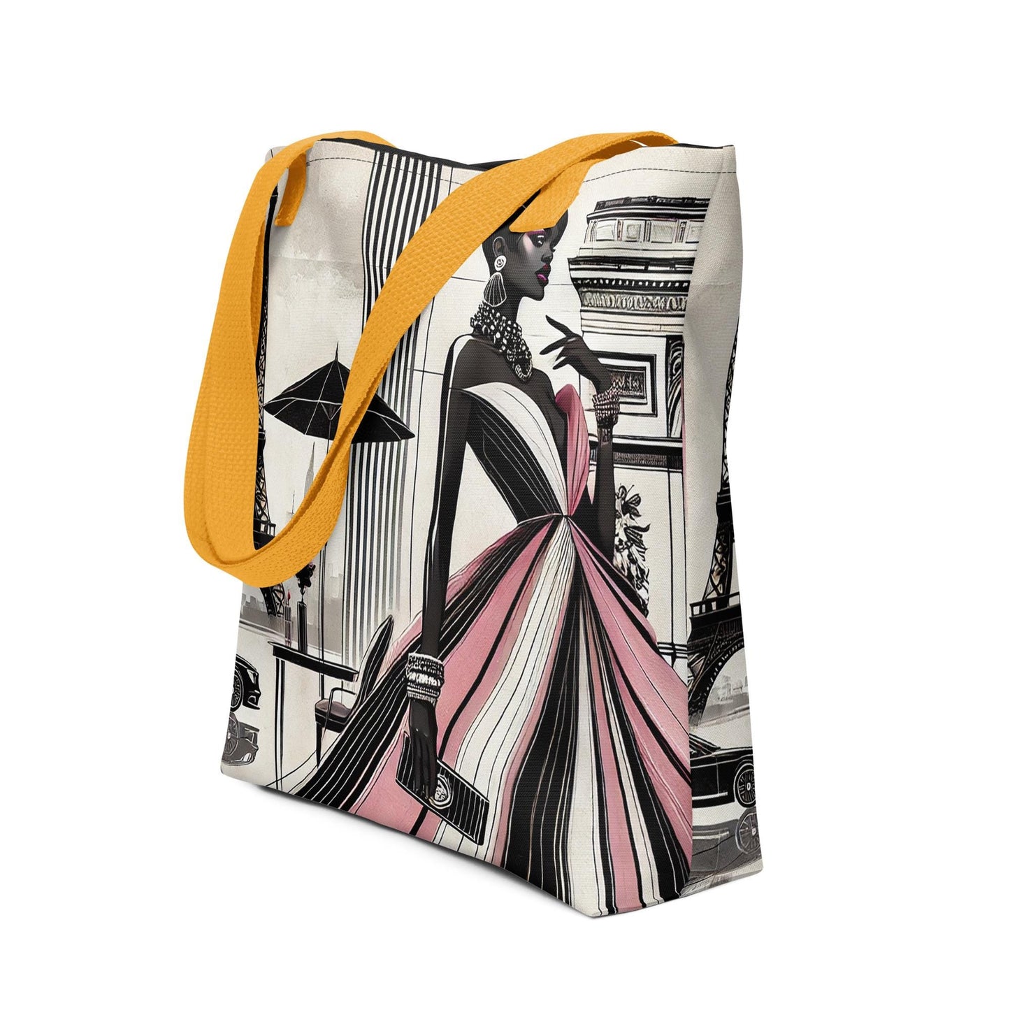Chic Parisian Style Tote Bag for the Trendsetting Fashionista | Fashionable Black Girl Tote: A Unique Stylish Gift for the Style Savvy