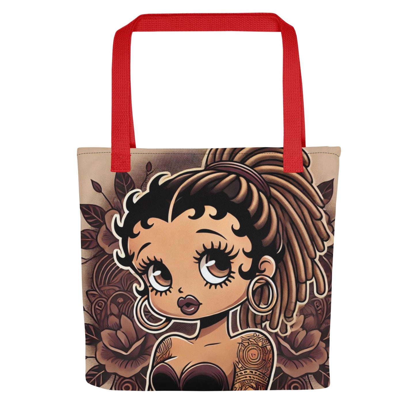 Modern Black Boop with Locs Tote bag | Vintage Brown Aesthetic Tote Bag for Boop Lovers | Black Girl with Locs Gift for Her