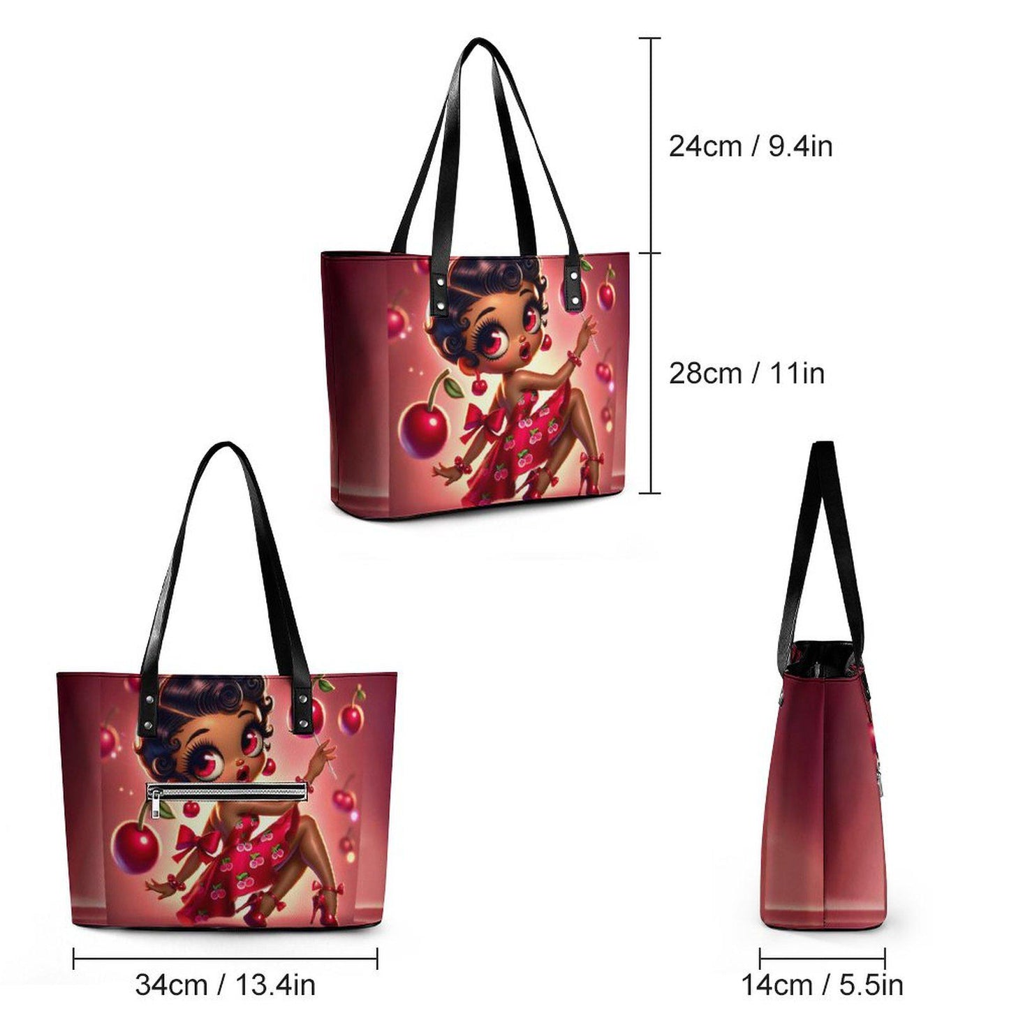 Super Cute Black Betty Boop Purse | Betty Boop Cherry Handbag | Betty Boop Gift | Cherry Bomb Betty Boop Gift | Cute Trending Betty Boop Bag