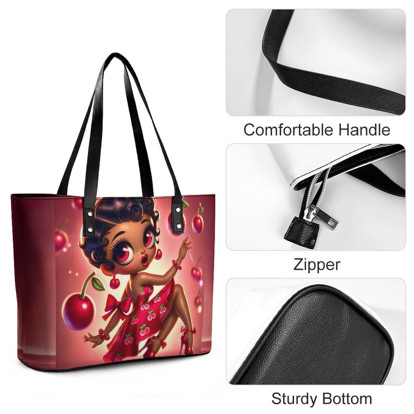 Super Cute Black Betty Boop Purse | Betty Boop Cherry Handbag | Betty Boop Gift | Cherry Bomb Betty Boop Gift | Cute Trending Betty Boop Bag