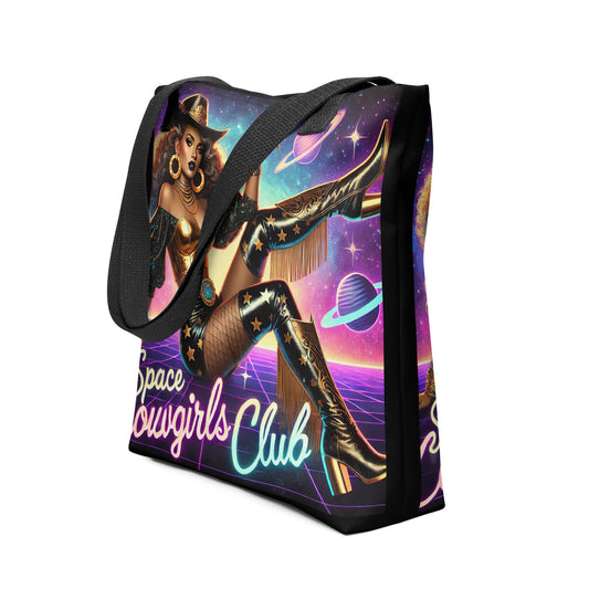 Space Cowgirl Club Tote bag with Beautiful Black Girl | Unique Black Girl Design Durable Tote Bag | Cowgirl Themed Tote Bag Gift for Her