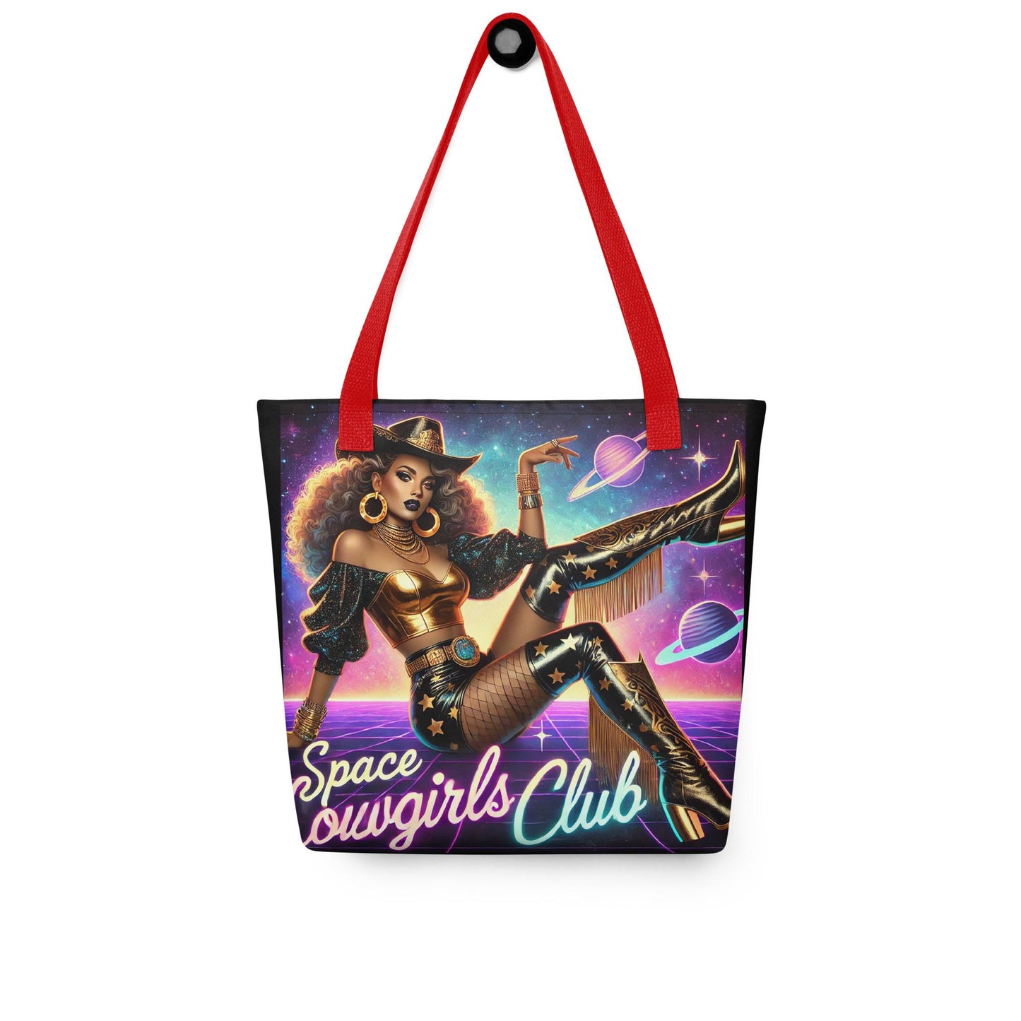 Space Cowgirl Club Tote bag with Beautiful Black Girl | Unique Black Girl Design Durable Tote Bag | Cowgirl Themed Tote Bag Gift for Her