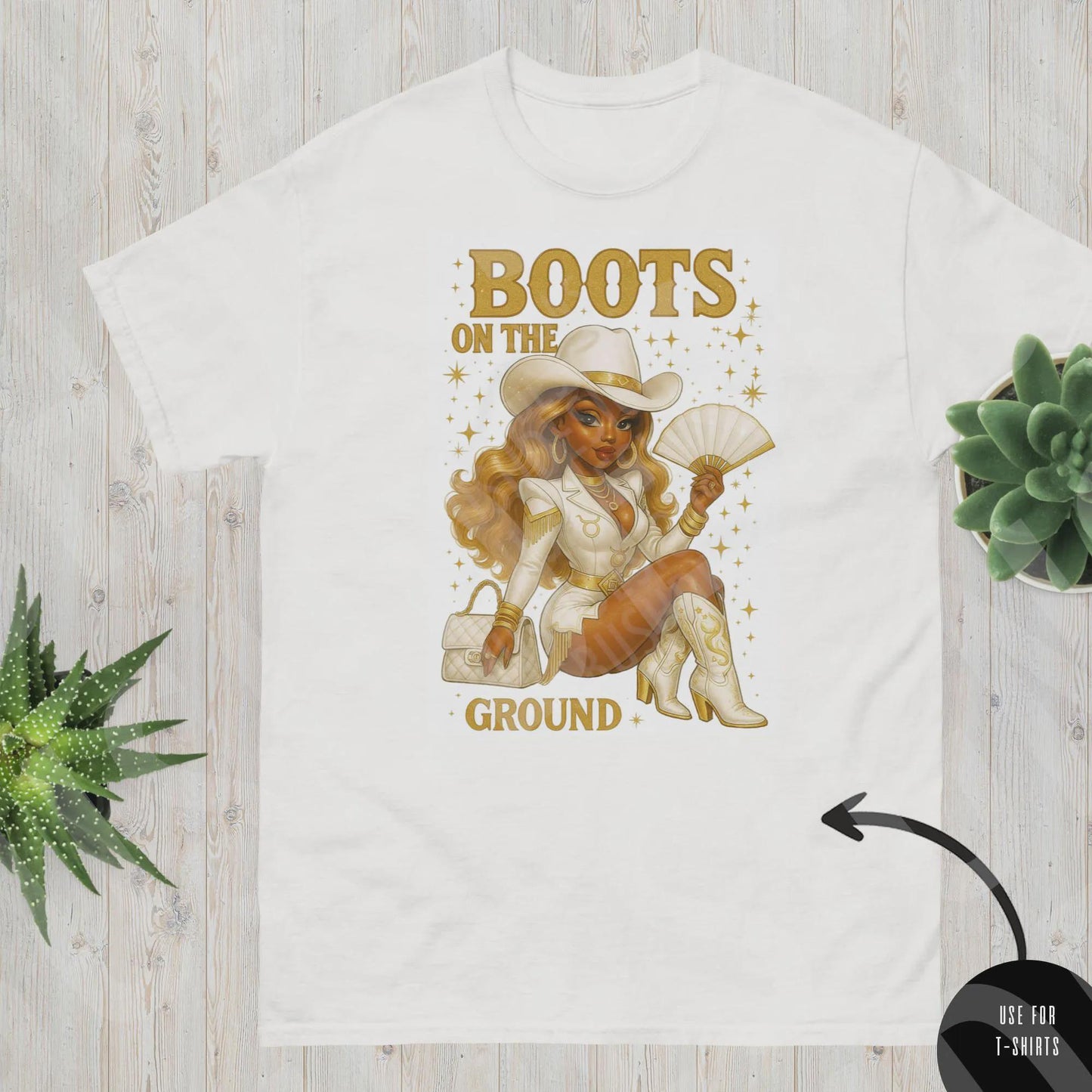 Black Betty Boop Gold Glam Boots on the Ground Image - Luxe Western Black Betty Boop Cowgirl Instant Downloads DIGITAL FILE ONLY