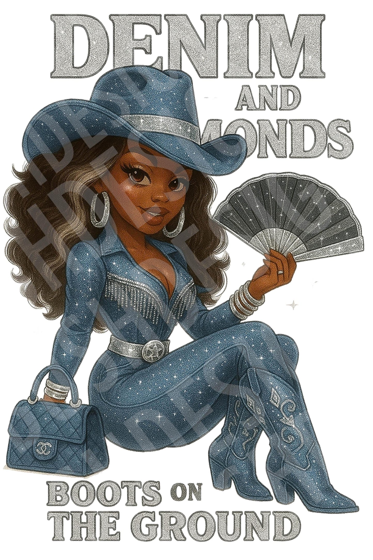 2 Modern Black Betty Boop Denim & Diamonds and Boots on the Ground Images - Western Black Betty Boop Instant Download DIGITAL FILE ONLY