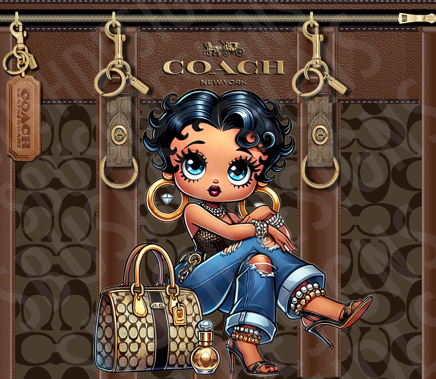 Fabulous Betty Boop Purse Tumbler Wrap PNG High Resolution File -  Betty Boop Luxury Classic Brown Themed  Design Tumbler File