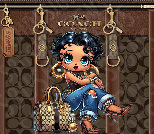 Fabulous Betty Boop Purse Tumbler Wrap PNG High Resolution File -  Betty Boop Luxury Classic Brown Themed  Design Tumbler File
