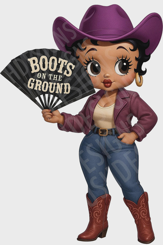 2 Black Betty Boop Boots on the Ground Cowgirl Image - 2 png Files Vintage Style  Western Betty Boop Instant Downloads - DIGITAL FILE ONLY