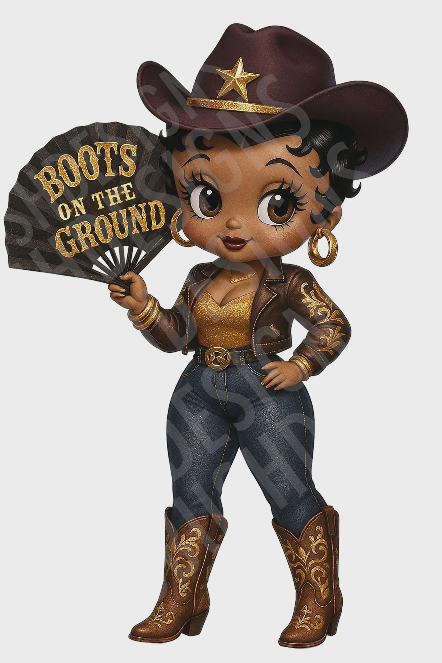 2 Black Betty Boop Boots on the Ground Cowgirl Image - 2 png Files Vintage Style  Western Betty Boop Instant Downloads - DIGITAL FILE ONLY