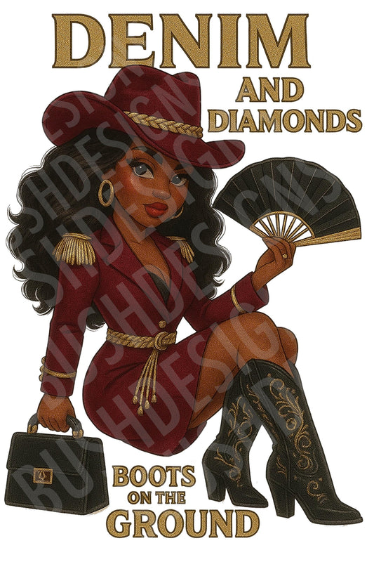 2 Black Betty Boop Boots on the Ground Images - Brown & Gold Western Black Betty Boop Cowgirl Instant Downloads DIGITAL FILE ONLY