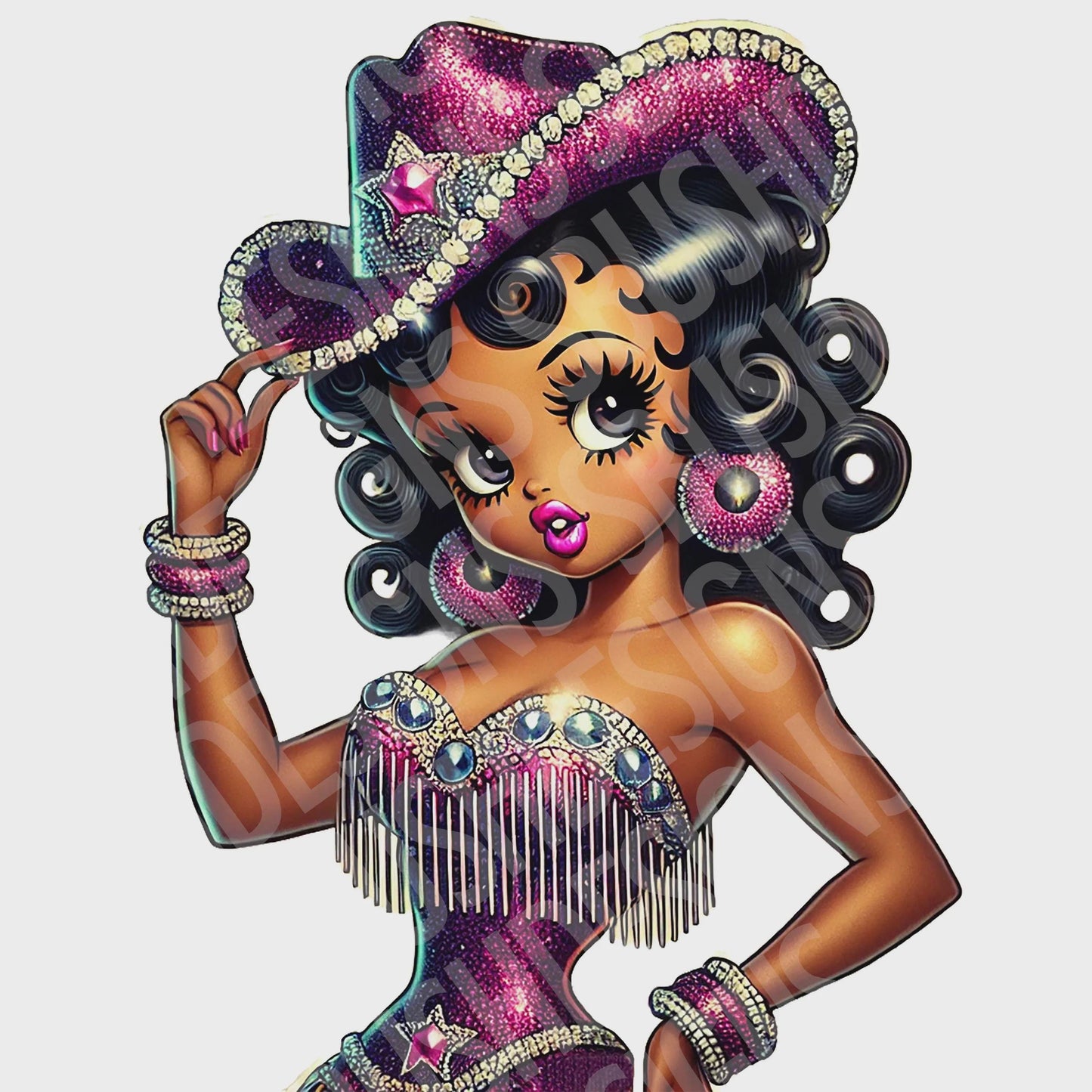 2 Super Cute Black Betty Boop Boots on the Ground Digital Files - Use for Tumblers, Luggage Tag, Clothing, Party Favors, Clack Fans etc