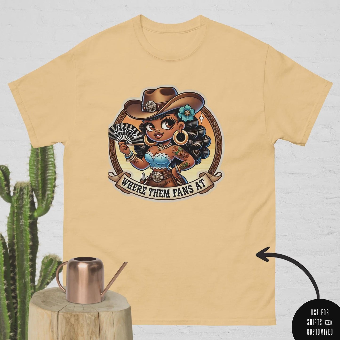 Beautiful Voluptuous Melanin Queen Cowgirl Where Them Fans At File -PNG File Vintage Western Rodeo Style Image Use for Clothing, Fans, etc