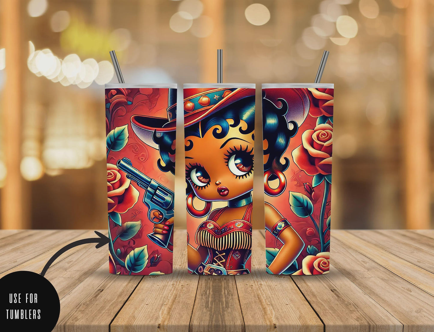 Western Black Betty Boop Cowgirl Image - Beautiful Vintage Cowgirl Aesthetic DIGITAL File ONLY Use for Tumbler, Clothing, Clack Fans etc