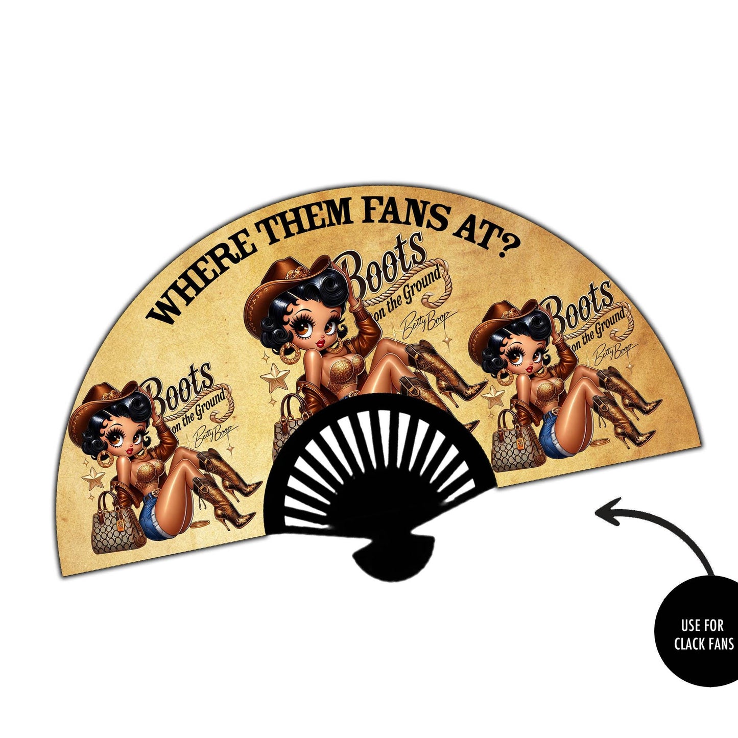 Betty Boop Boots On The Ground PNG File, Black Betty Boop, Boots on The Ground Png, Where Them Fans At Png, Western Betty Boop Digital File