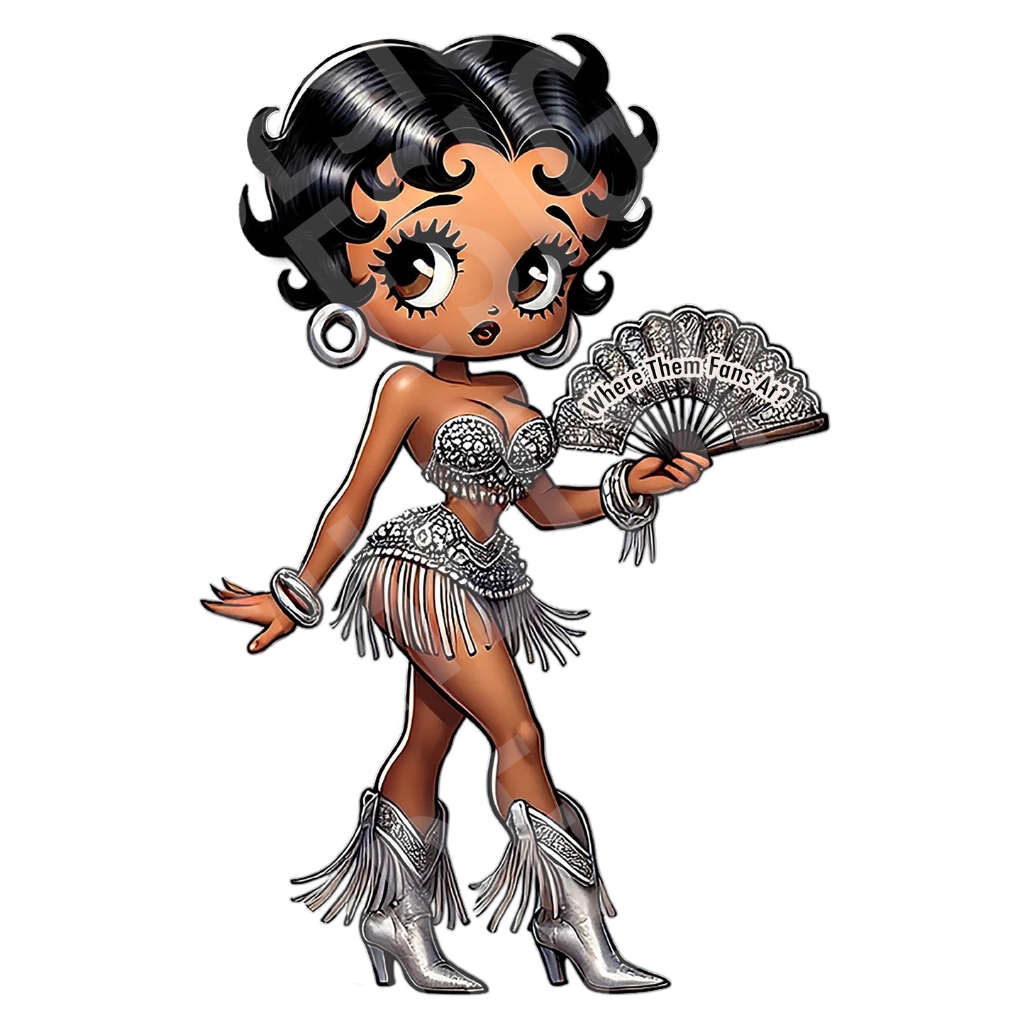 2 Jazzy Black Betty Boop Where Them Fans at Images - Silver Western Black Betty Boop Cowgirl Instant Downloads DIGITAL FILE ONLY