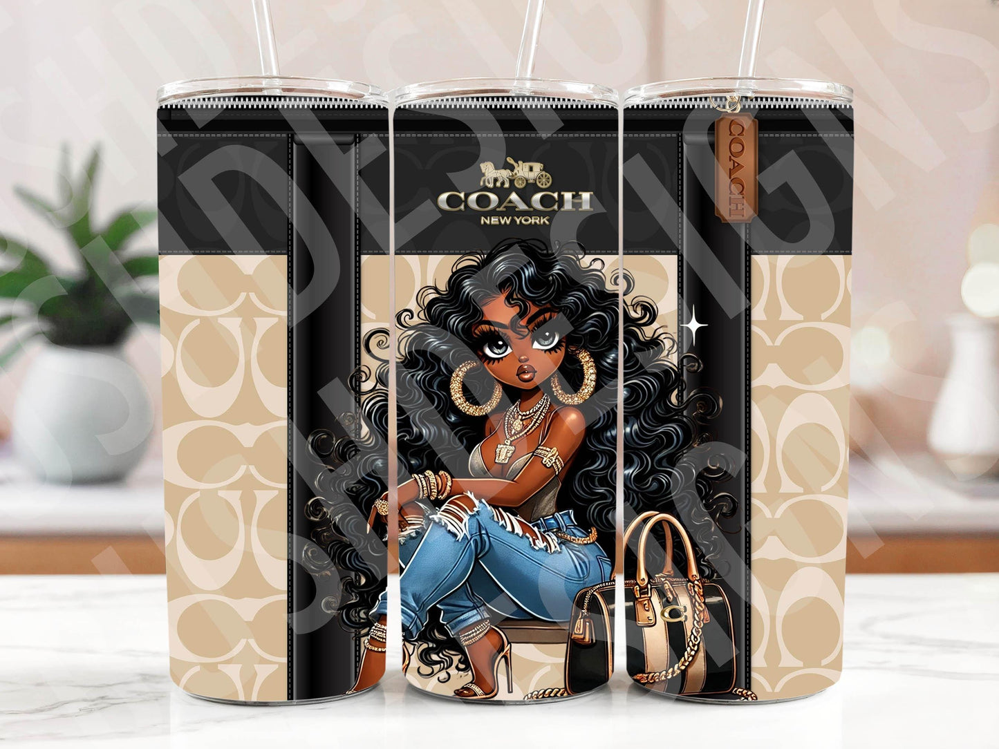 Baddie Black Betty Boop Coach Tumbler Wrap PNG High Resolution File -  Betty Boop Luxury Black and Brown Themed Coach Design Tumbler File