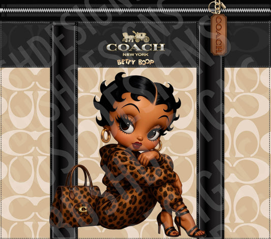 Stylish Black Betty Boop Black and Brown Purse Tumbler Wrap PNG High Resolution File -  Luxe Classic Themed Design Tumbler File