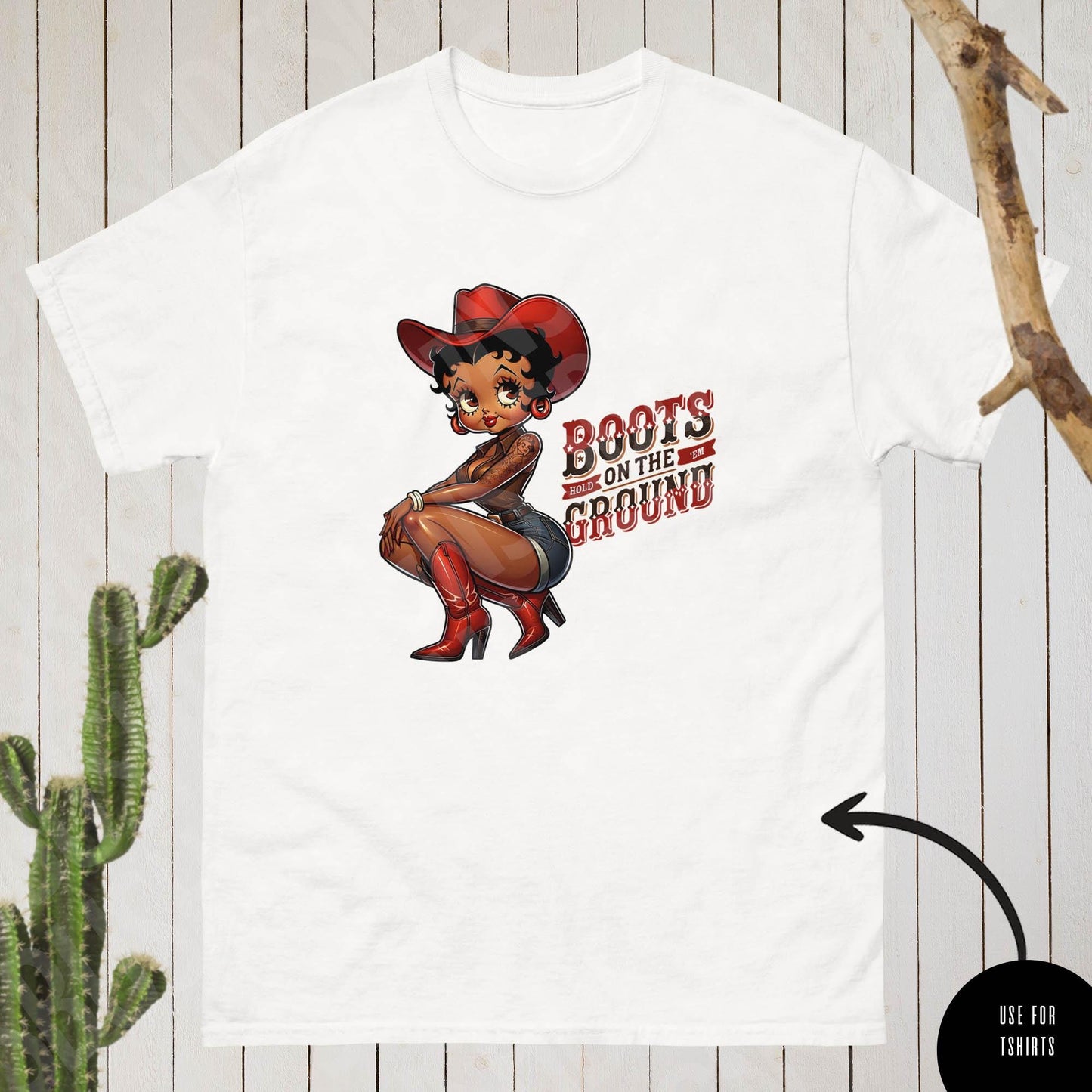 Red Boots on the Ground Black Betty Boop High Quality Digital File - Use for Tumblers, Luggage Tag, Clothing, Party Favors, Clack Fans etc