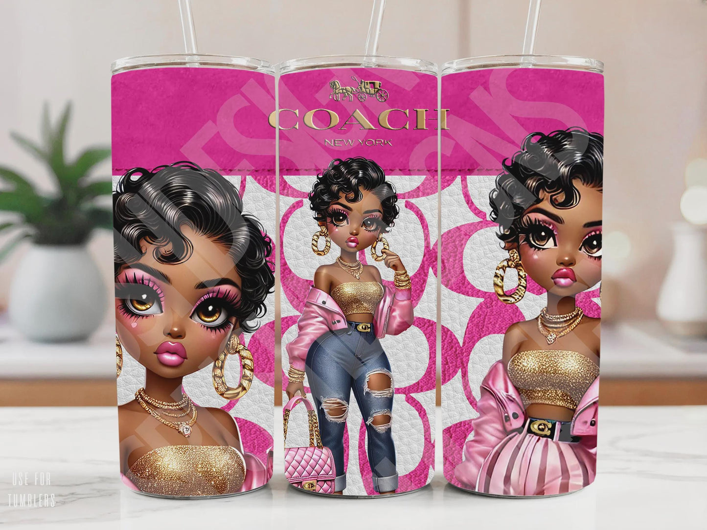 Super Cute Modern Betty Boop Purse Tumbler Wrap PNG High Resolution File - Luxury Tumbler File with Pink and Gold Betty Boop Theme Design