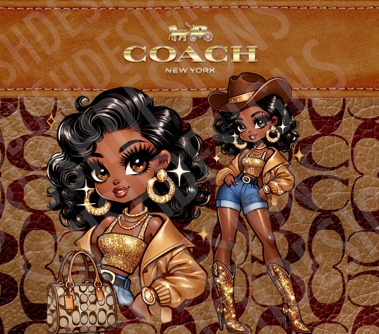 Super Cute Brown Betty Boop Caramel Pink Coach Tumbler Wrap PNG High Resolution File -  Luxe Cowgirl Themed Coach Design Tumbler File