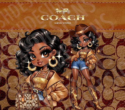 Super Cute Brown Betty Boop Caramel Pink Coach Tumbler Wrap PNG High Resolution File -  Luxe Cowgirl Themed Coach Design Tumbler File