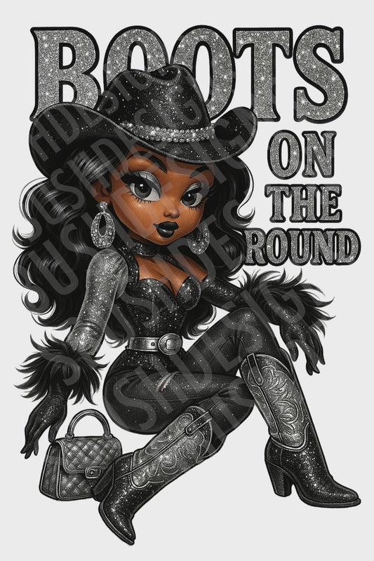 2 Glam Black Betty Boop Boots on the Ground Images - Silver & Black Western Black Betty Boop Cowgirl Instant Downloads DIGITAL FILE ONLY
