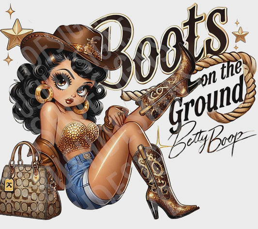 Sassy Betty Boop Boots On The Ground PNG File, Black Betty Boop, Boots on The Ground Png, Where Them Fans At Png, Boots On The Ground Shirt