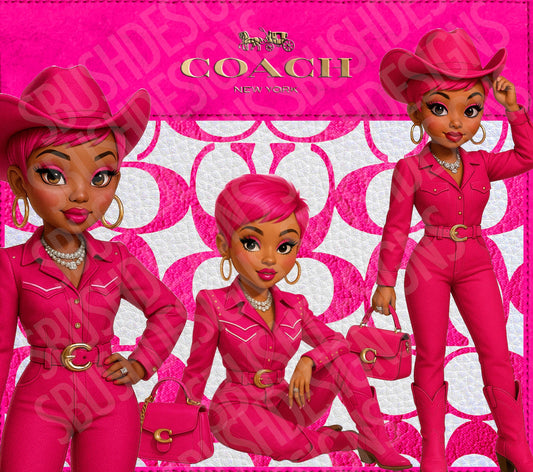 Hot Pink Purse Tumbler Wrap PNG High Resolution File -  Luxe Cowgirl Hot Pink Themed Tumbler Design