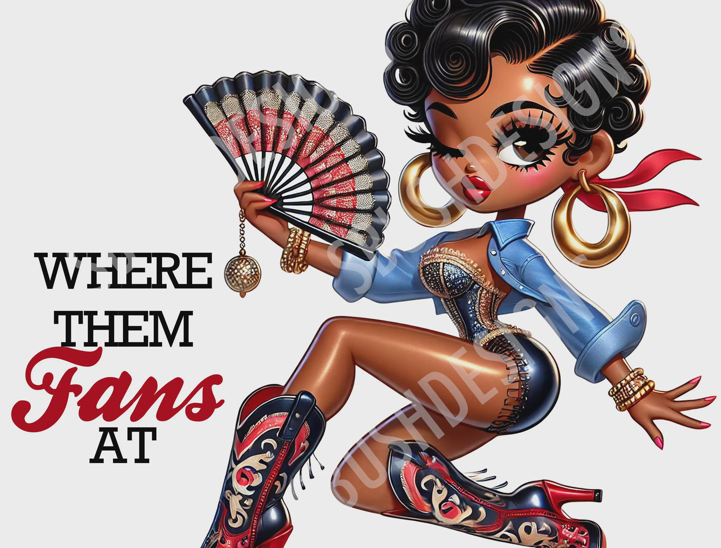 Black Betty Boop Where Them Fans At Digital Files - Total of 4 Digital Files Great for Tumblers Clothing Clack Fans etc - DIGITAL FILES ONLY