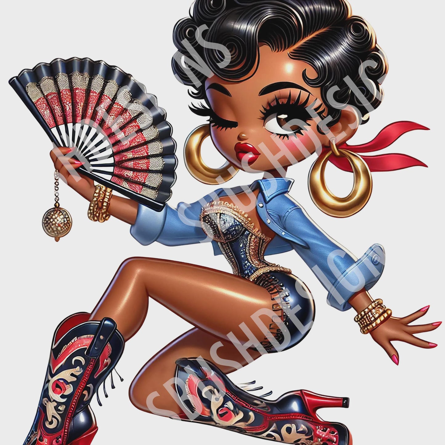 Black Betty Boop Where Them Fans At Digital Files - Total of 4 Digital Files Great for Tumblers Clothing Clack Fans etc - DIGITAL FILES ONLY