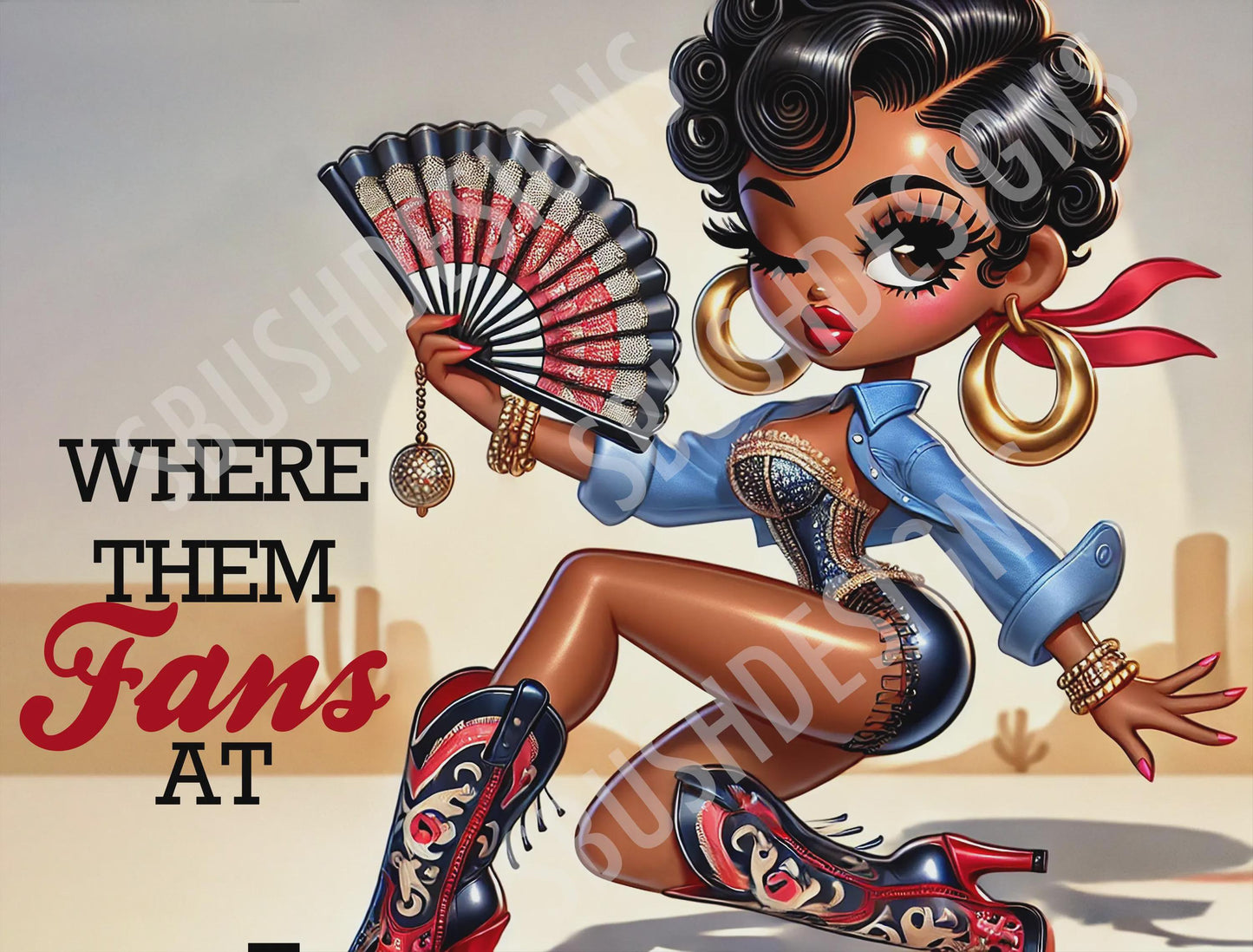 Black Betty Boop Where Them Fans At Digital Files - Total of 4 Digital Files Great for Tumblers Clothing Clack Fans etc - DIGITAL FILES ONLY